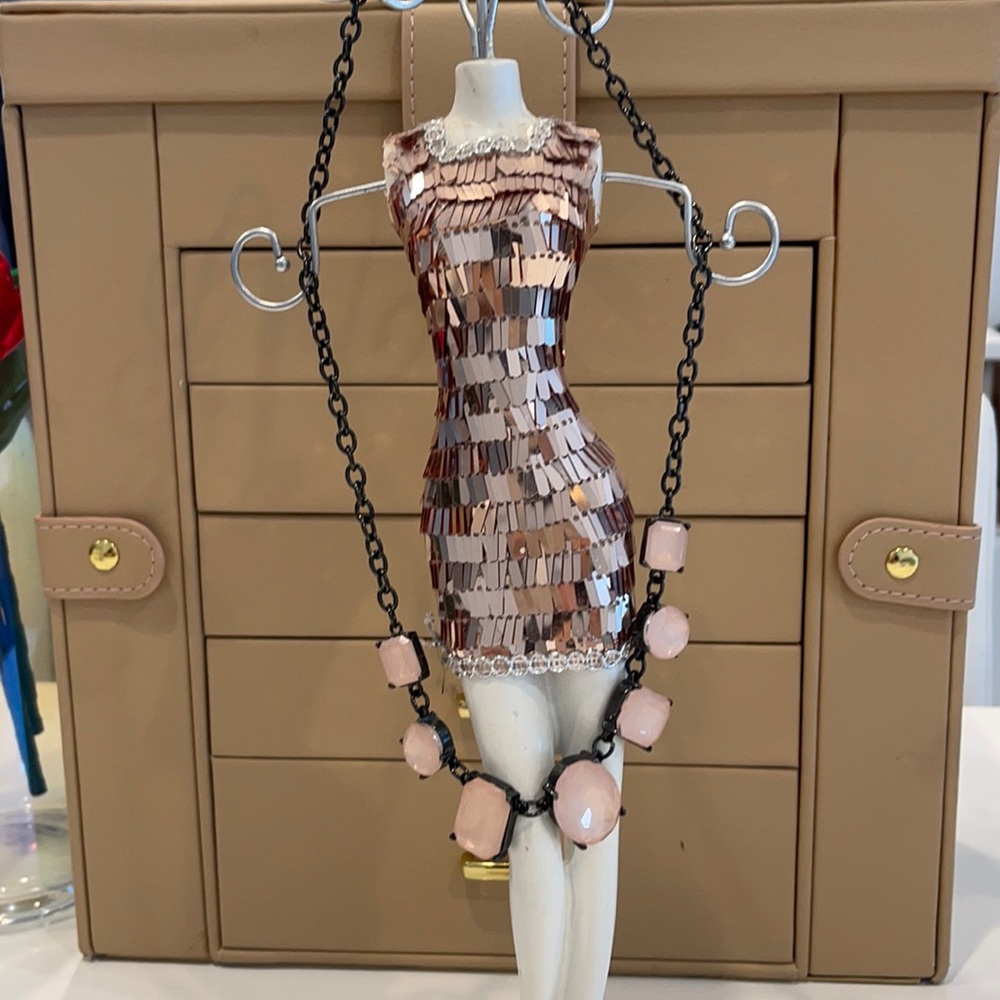 Pink Rhinestone Charm Necklace